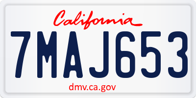 CA license plate 7MAJ653