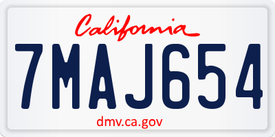 CA license plate 7MAJ654