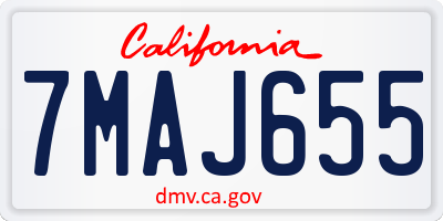 CA license plate 7MAJ655