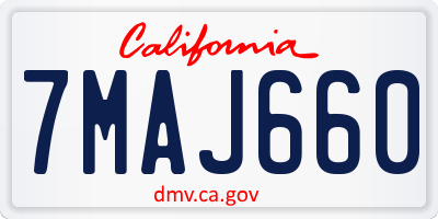 CA license plate 7MAJ660