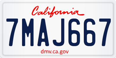 CA license plate 7MAJ667