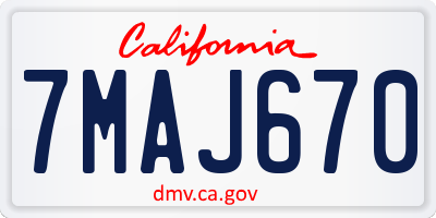 CA license plate 7MAJ670