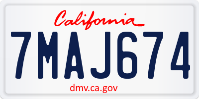 CA license plate 7MAJ674