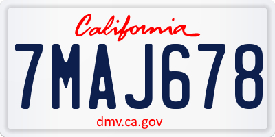 CA license plate 7MAJ678