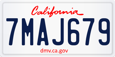 CA license plate 7MAJ679