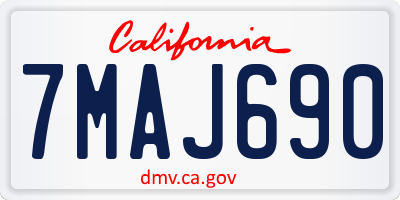CA license plate 7MAJ690