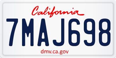 CA license plate 7MAJ698