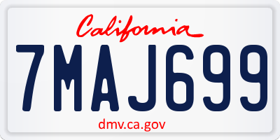 CA license plate 7MAJ699