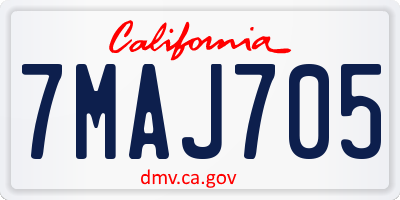 CA license plate 7MAJ705