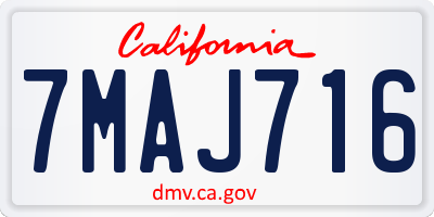 CA license plate 7MAJ716