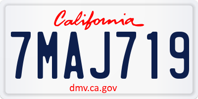 CA license plate 7MAJ719