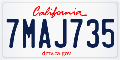 CA license plate 7MAJ735