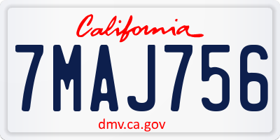 CA license plate 7MAJ756