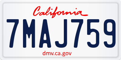CA license plate 7MAJ759