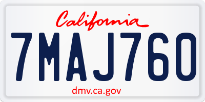 CA license plate 7MAJ760