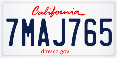 CA license plate 7MAJ765