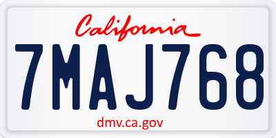 CA license plate 7MAJ768