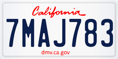 CA license plate 7MAJ783
