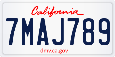 CA license plate 7MAJ789