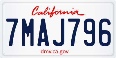 CA license plate 7MAJ796