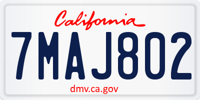 CA license plate 7MAJ802