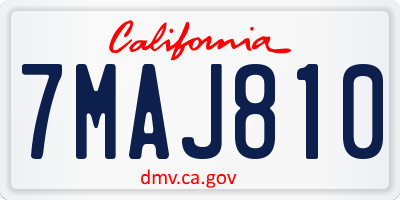 CA license plate 7MAJ810