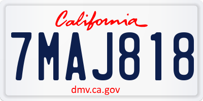 CA license plate 7MAJ818