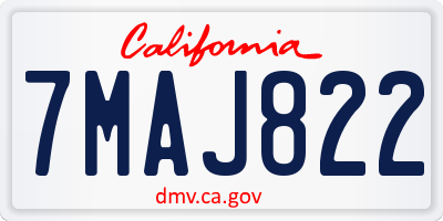 CA license plate 7MAJ822