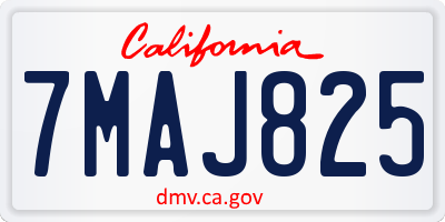 CA license plate 7MAJ825