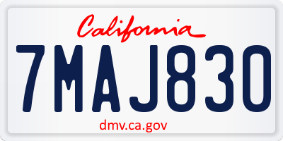 CA license plate 7MAJ830