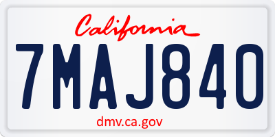CA license plate 7MAJ840