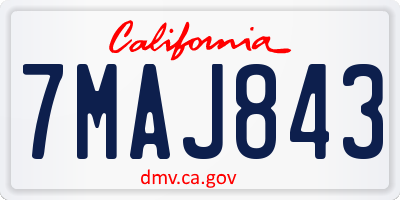 CA license plate 7MAJ843