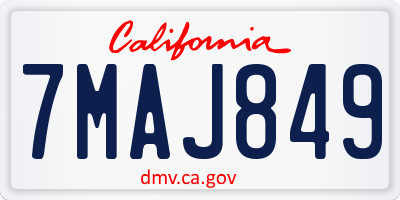 CA license plate 7MAJ849