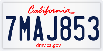 CA license plate 7MAJ853