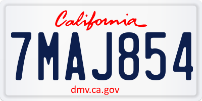 CA license plate 7MAJ854