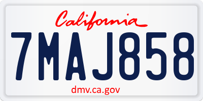 CA license plate 7MAJ858