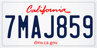 CA license plate 7MAJ859