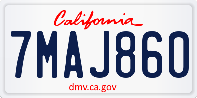CA license plate 7MAJ860