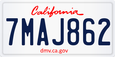 CA license plate 7MAJ862