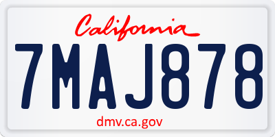 CA license plate 7MAJ878