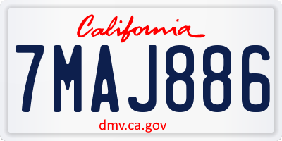 CA license plate 7MAJ886