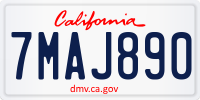 CA license plate 7MAJ890