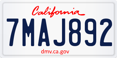CA license plate 7MAJ892