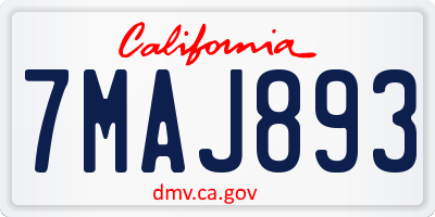 CA license plate 7MAJ893