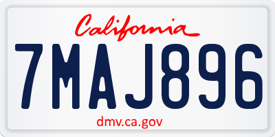 CA license plate 7MAJ896