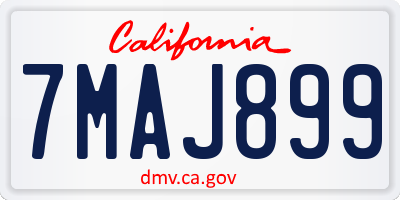 CA license plate 7MAJ899