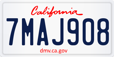 CA license plate 7MAJ908