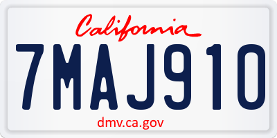 CA license plate 7MAJ910