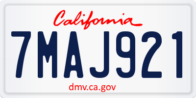 CA license plate 7MAJ921