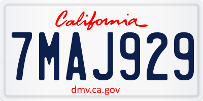 CA license plate 7MAJ929